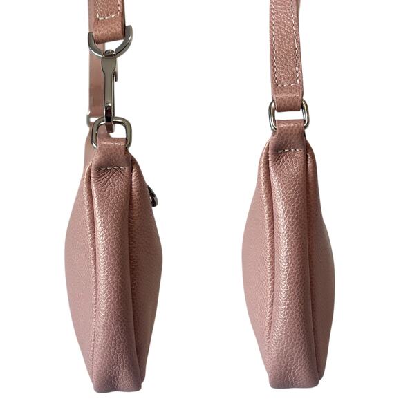 Vintage Longchamp Le Foulonné Pink Leather Shoulder Bag Y2K Silver Baguette - Picture 5 of 7